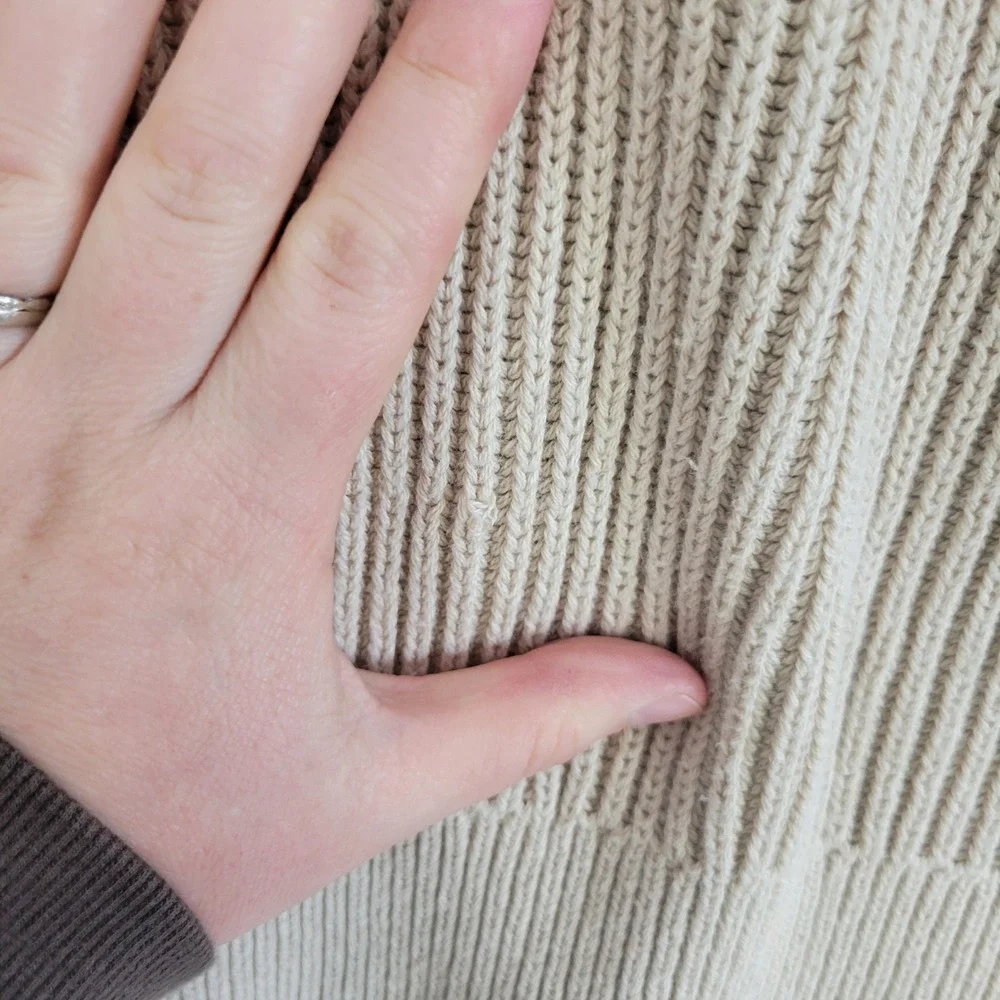 J. Crew‎ Cotton Knit Crewneck Sweater Pullover Cream Beige Size Small